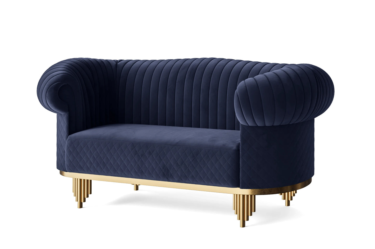 Viterbo 2 Seater Sofa Dark Blue Velvet