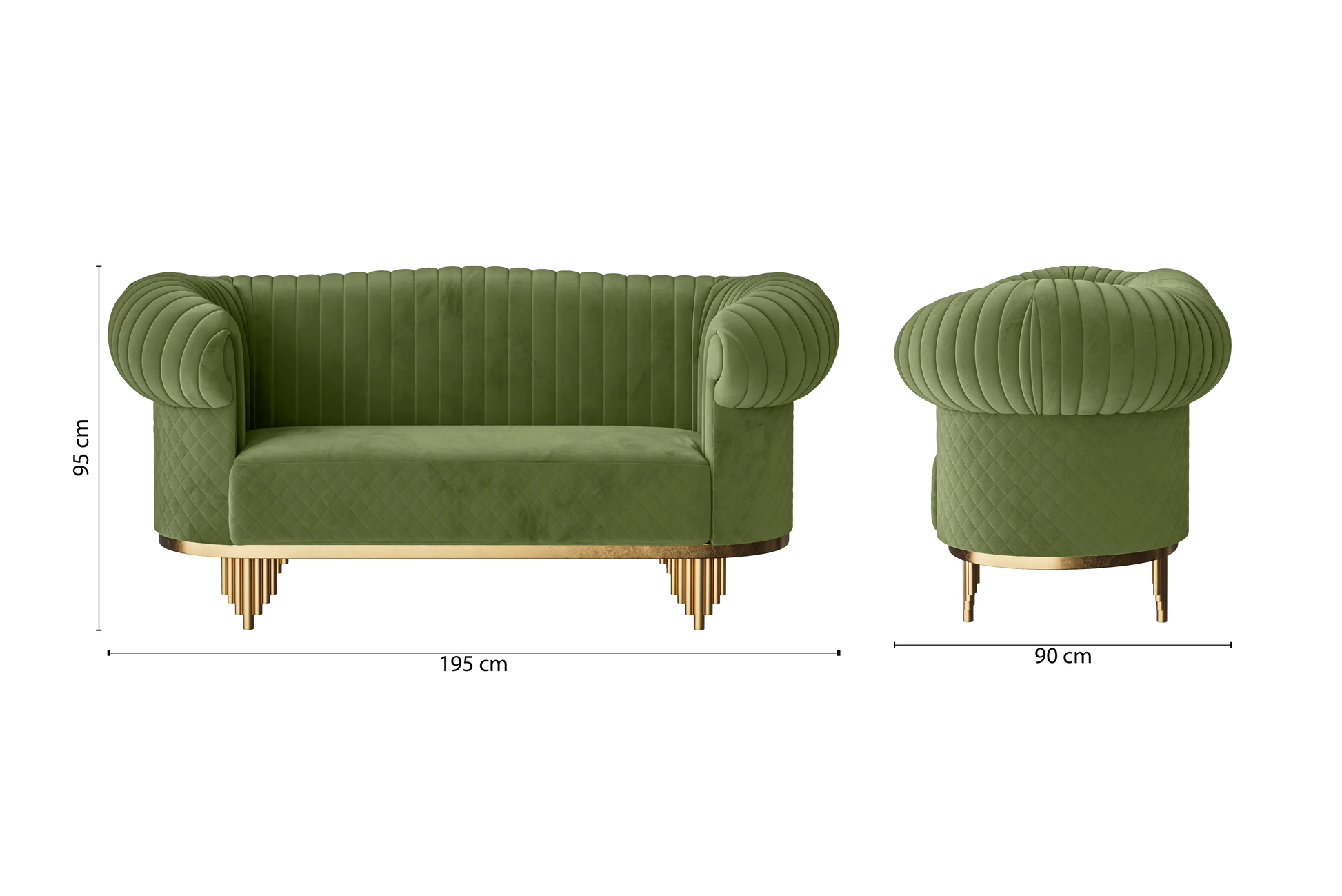 Viterbo 2 Seater Sofa Lime Velvet