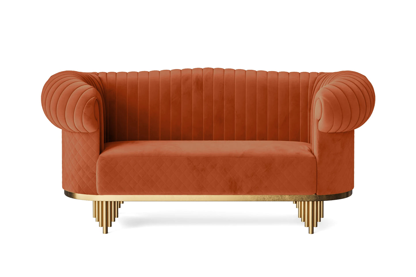 Viterbo 2 Seater Sofa Orange Velvet