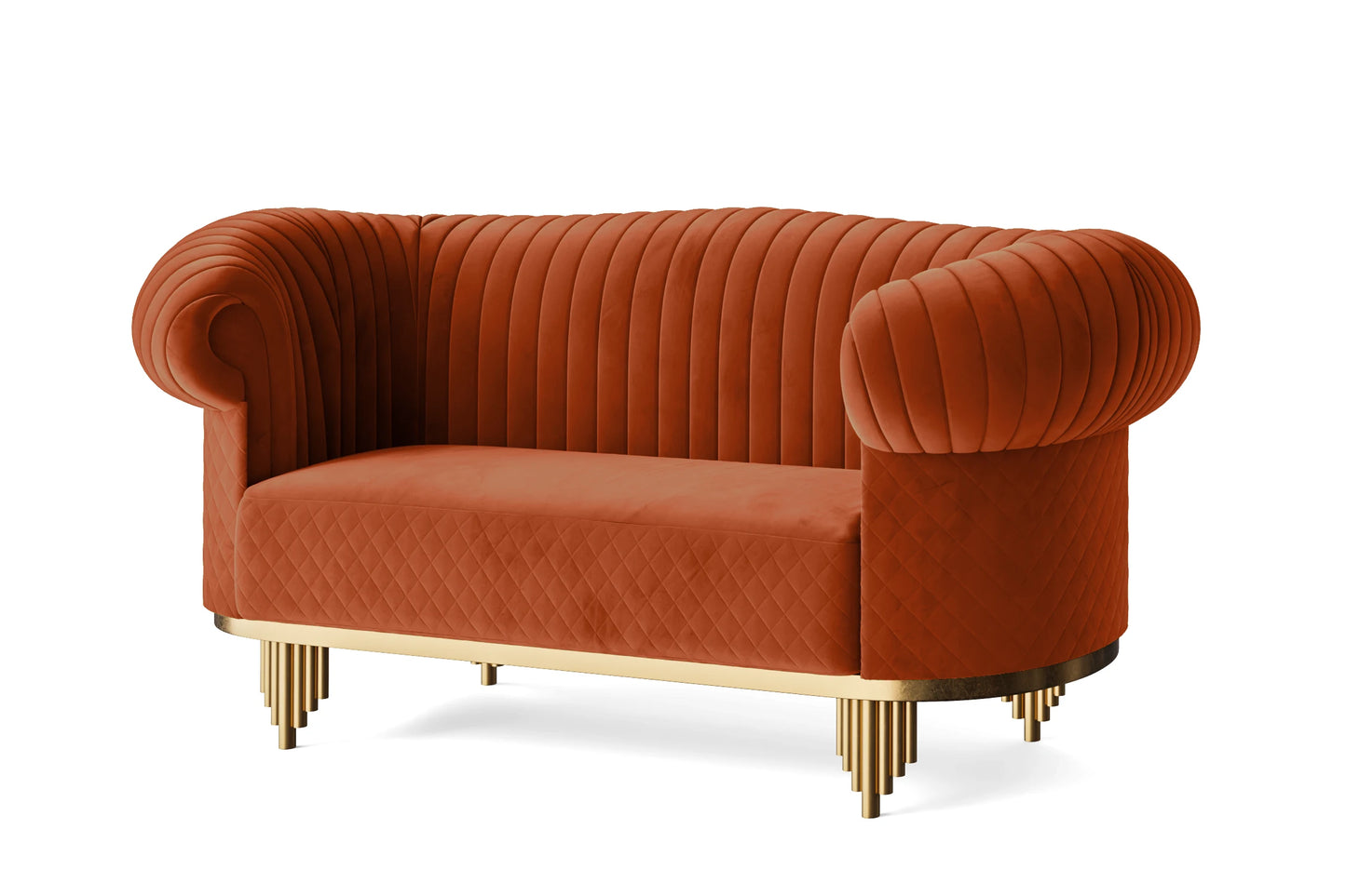 Viterbo 2 Seater Sofa Orange Velvet