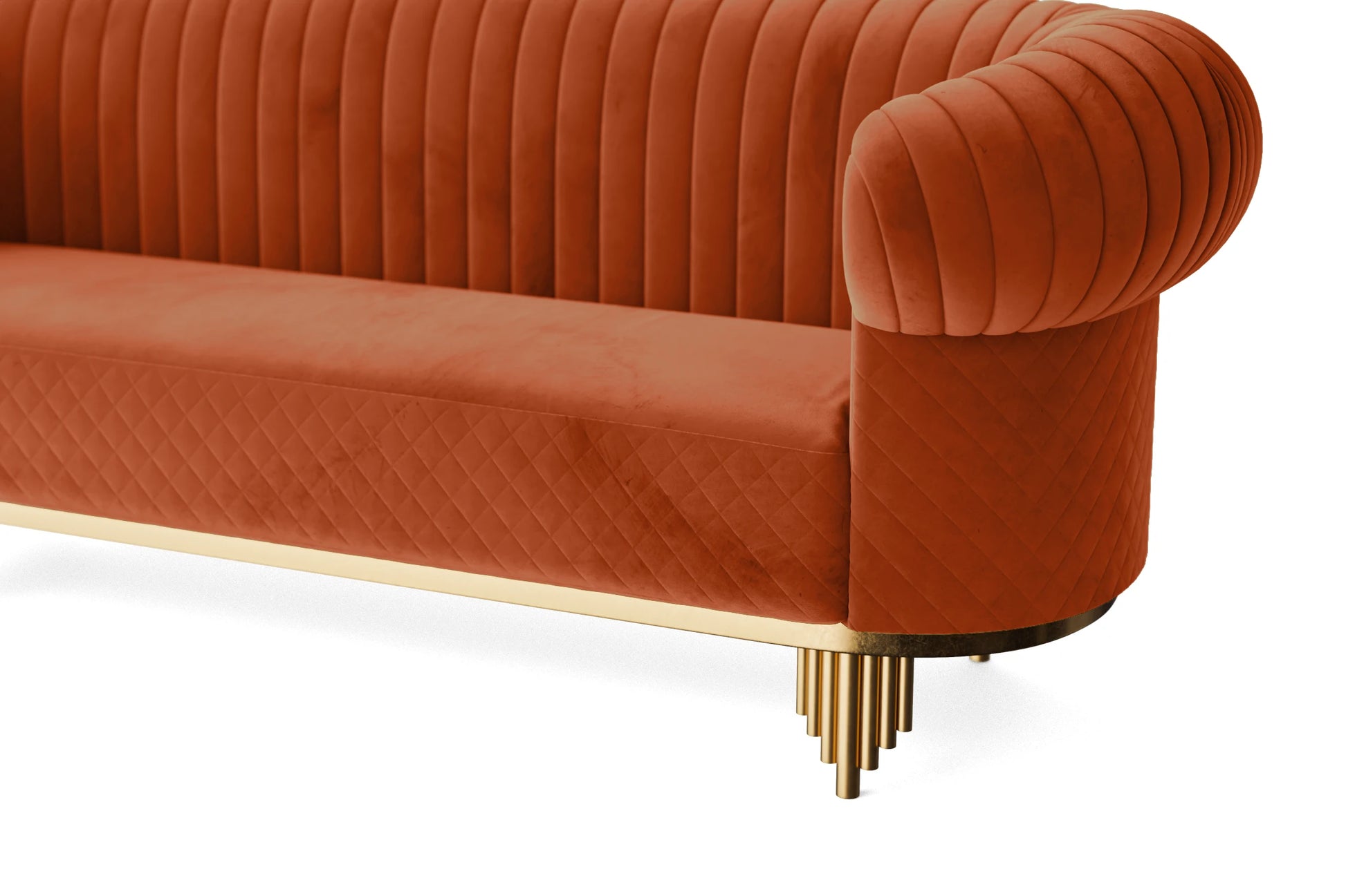 Viterbo 2 Seater Sofa Orange Velvet