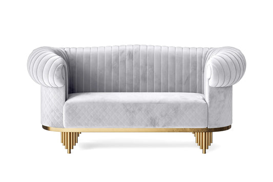 Viterbo 2 Seater Sofa Silver Velvet