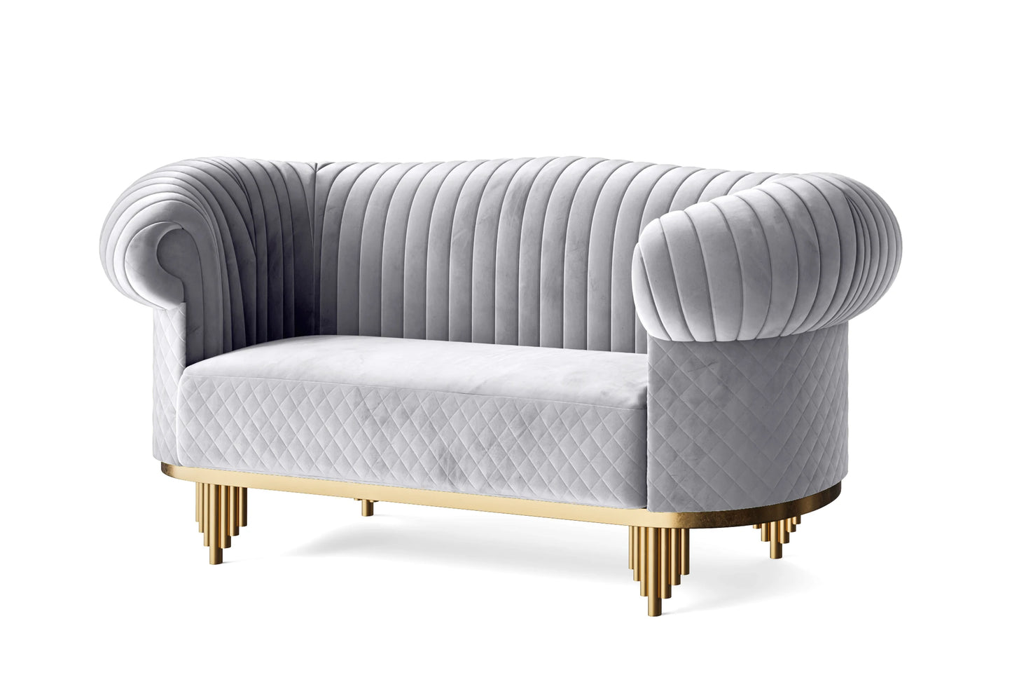 Viterbo 2 Seater Sofa Silver Velvet