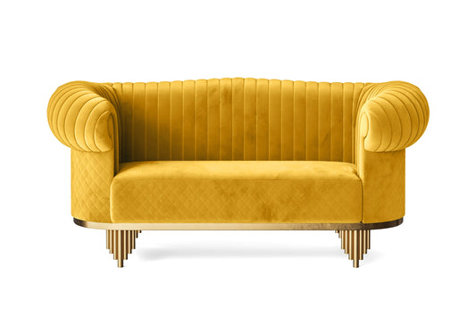 Viterbo 2 Seater Sofa Yellow Velvet