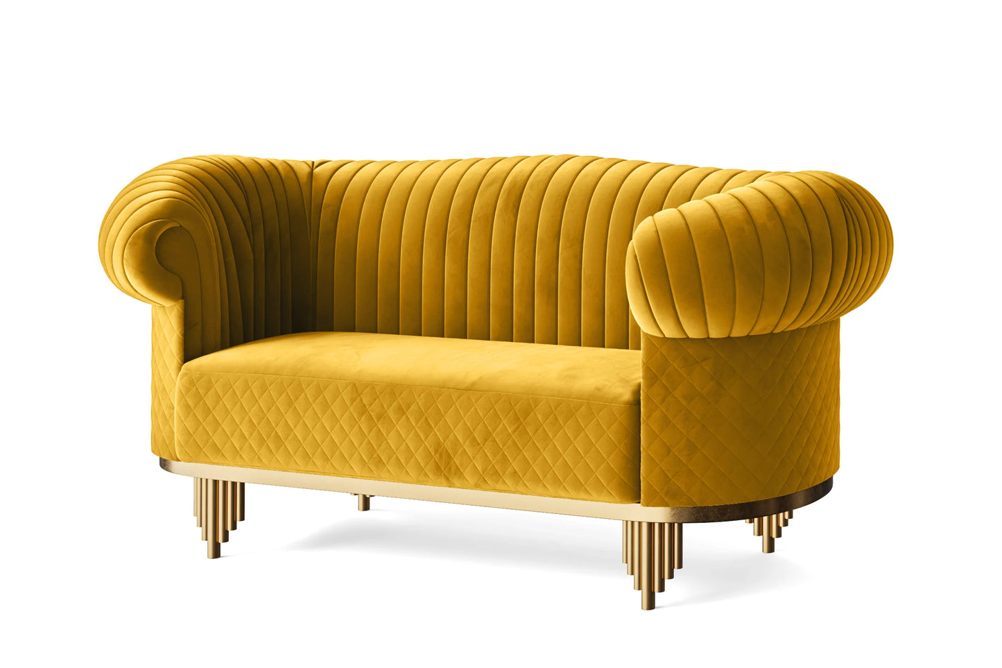 Viterbo 2 Seater Sofa Yellow Velvet