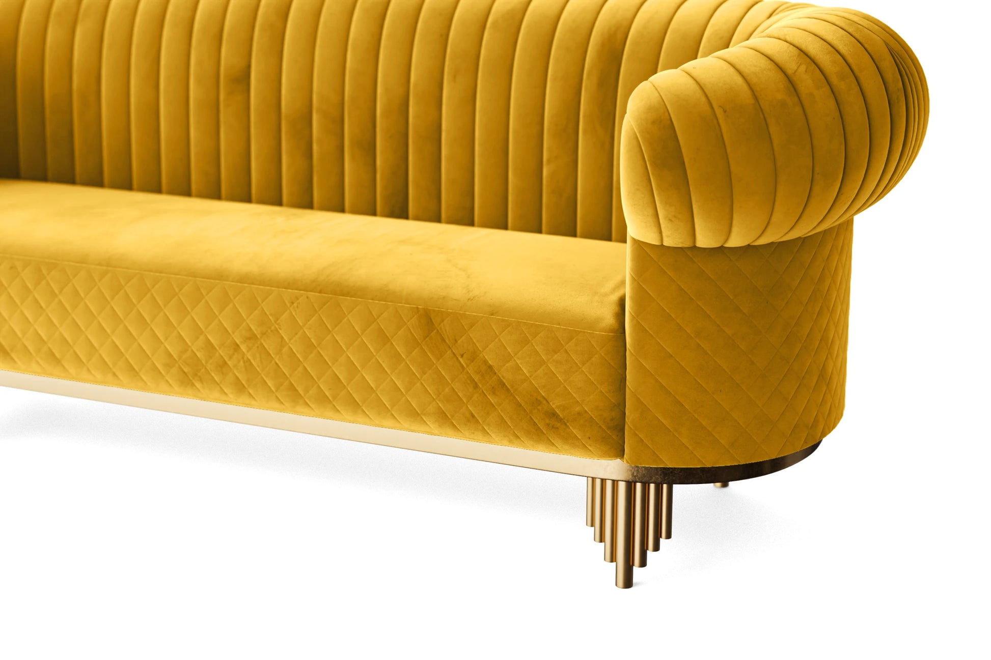 Viterbo 2 Seater Sofa Yellow Velvet