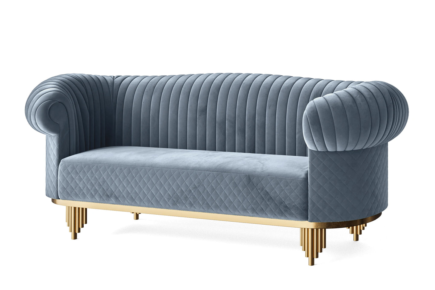 Viterbo 3 Seater Sofa Baby Blue Velvet