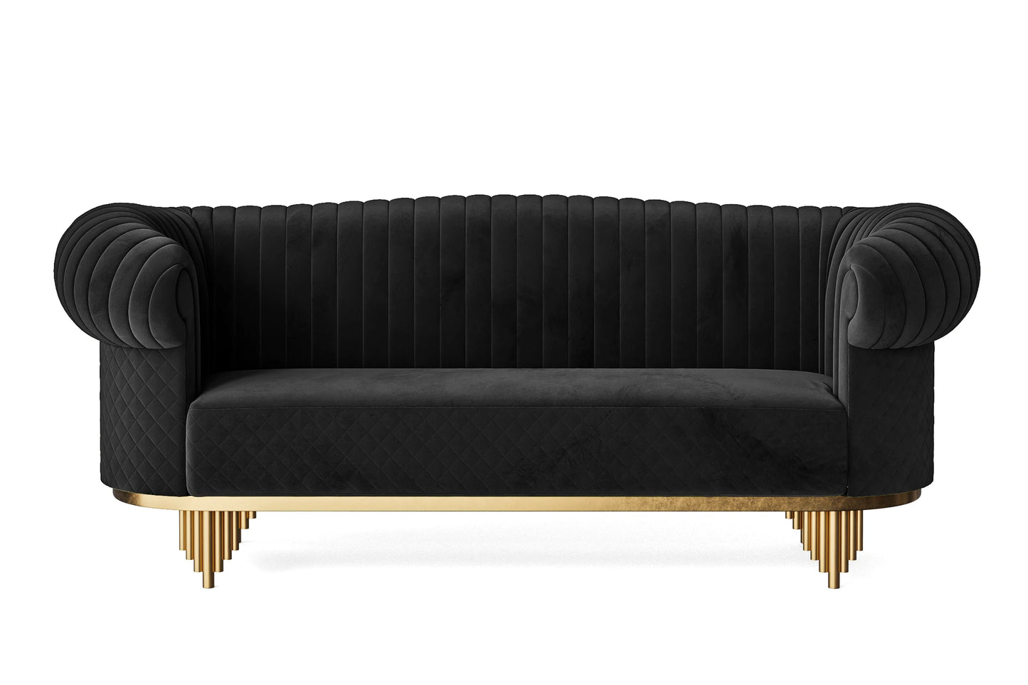 Viterbo 3 Seater Sofa Black Velvet