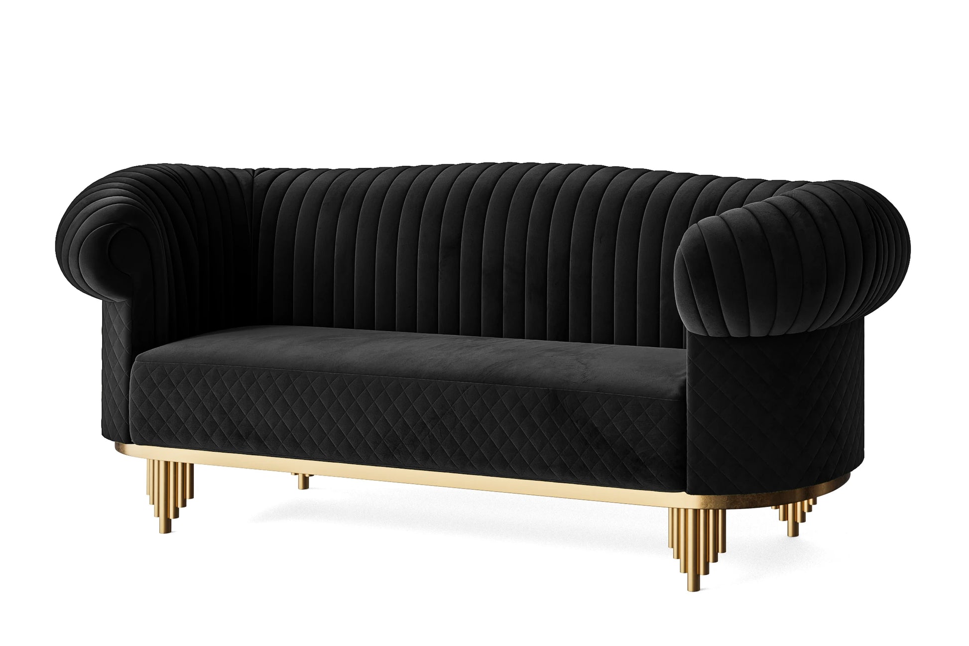 Viterbo 3 Seater Sofa Black Velvet