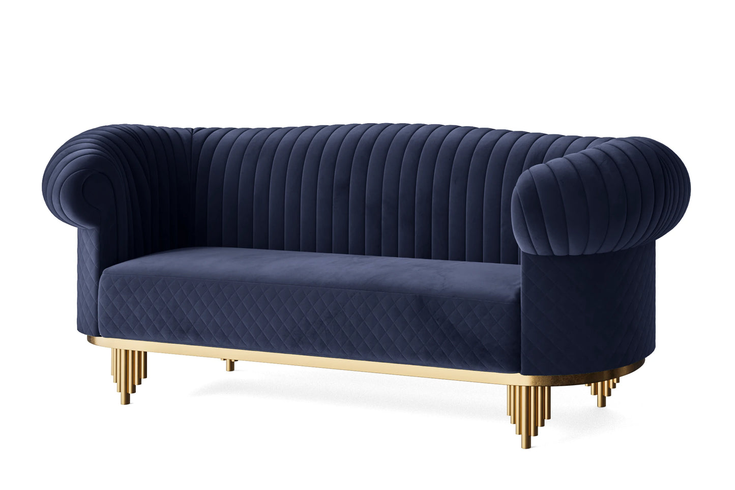 Viterbo 3 Seater Sofa Dark Blue Velvet