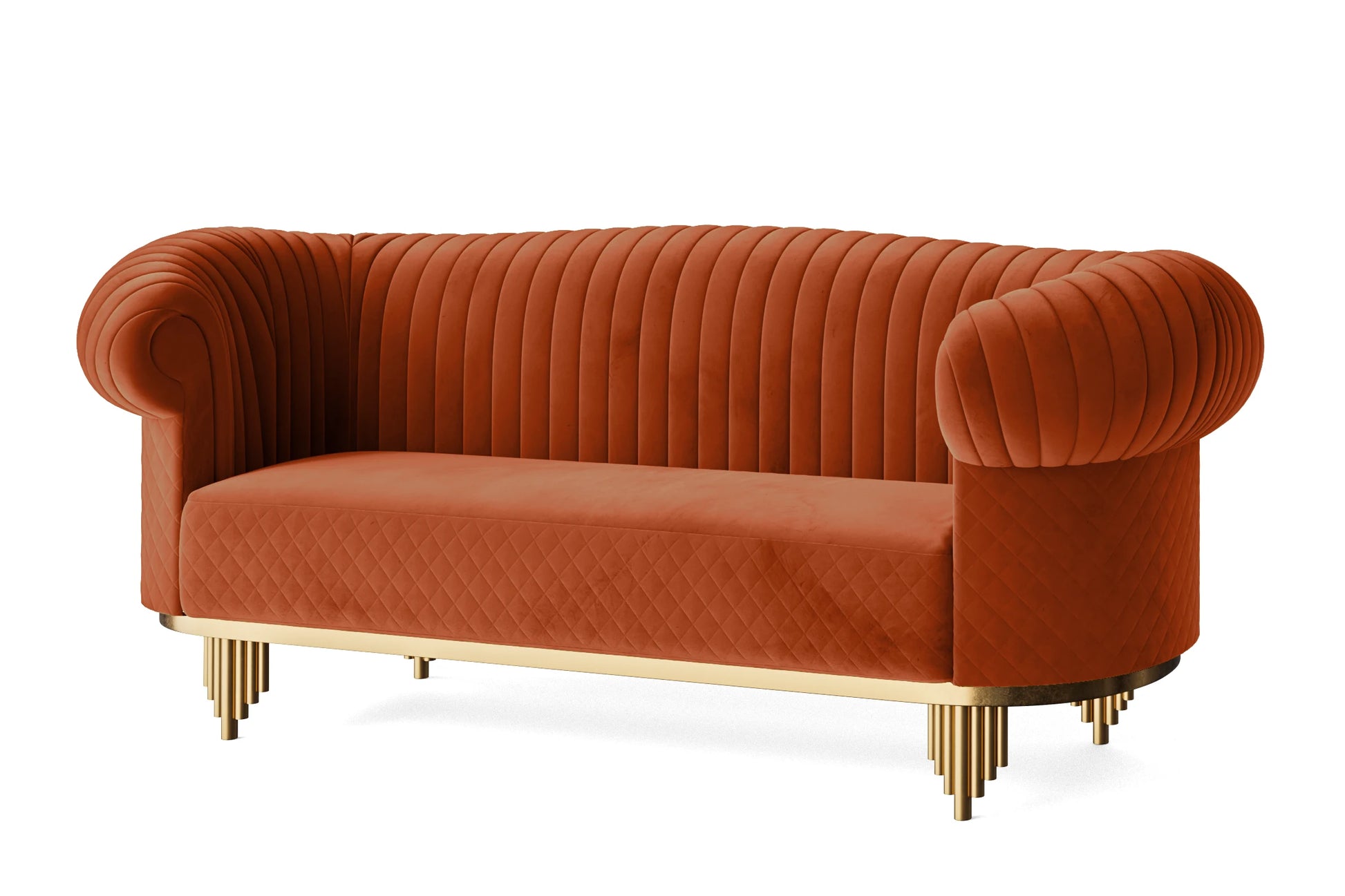 Viterbo 3 Seater Sofa Orange Velvet