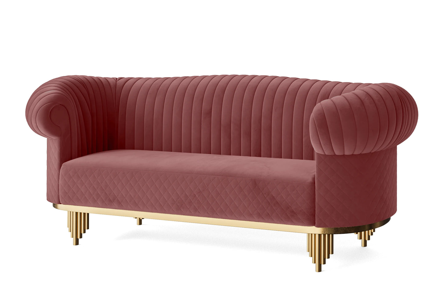 Viterbo 3 Seater Sofa Pink Velvet