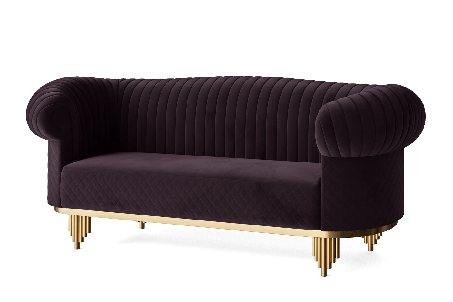 Viterbo 3 Seater Sofa Purple Velvet