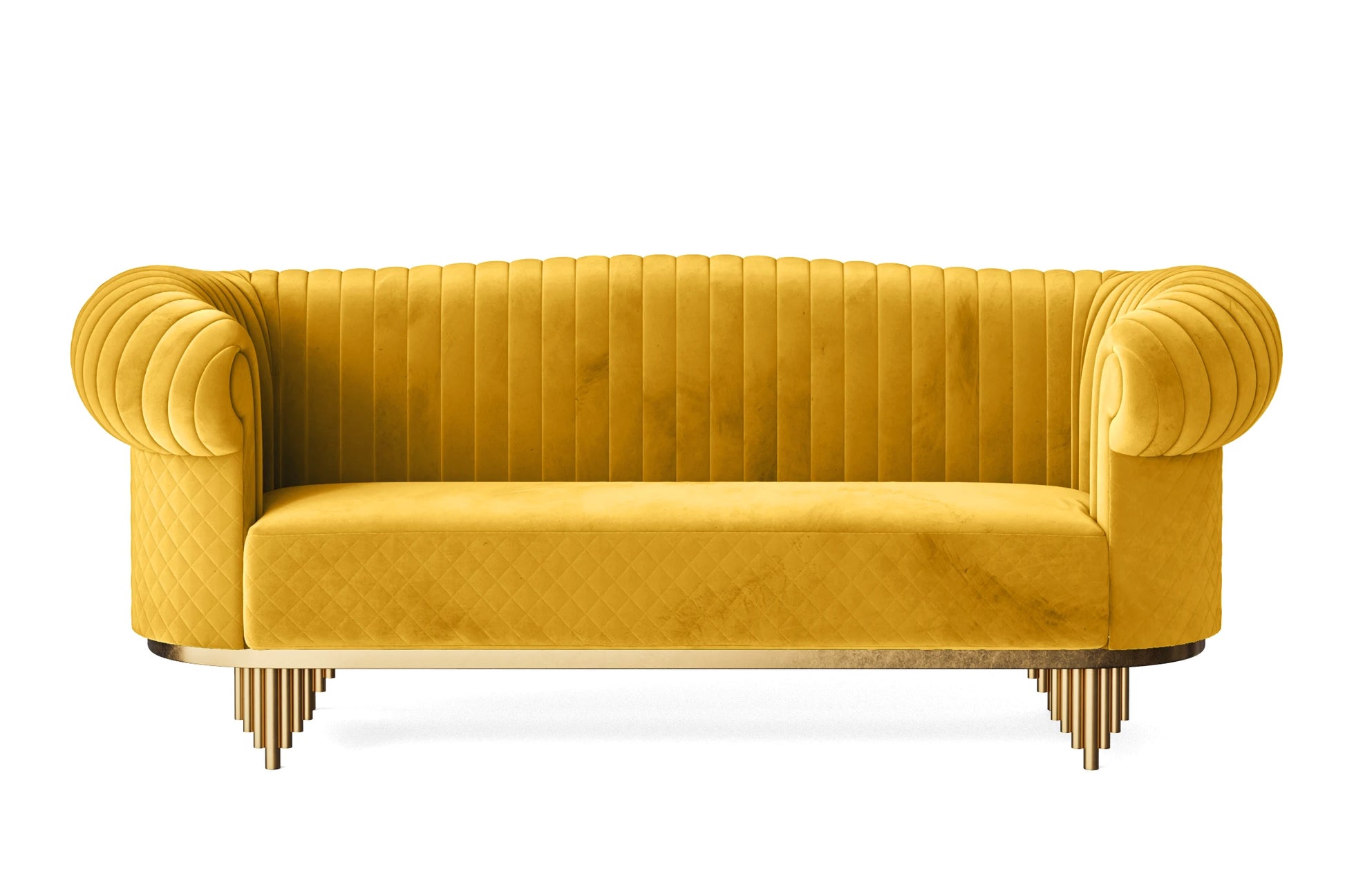 Viterbo 3 Seater Sofa Yellow Velvet