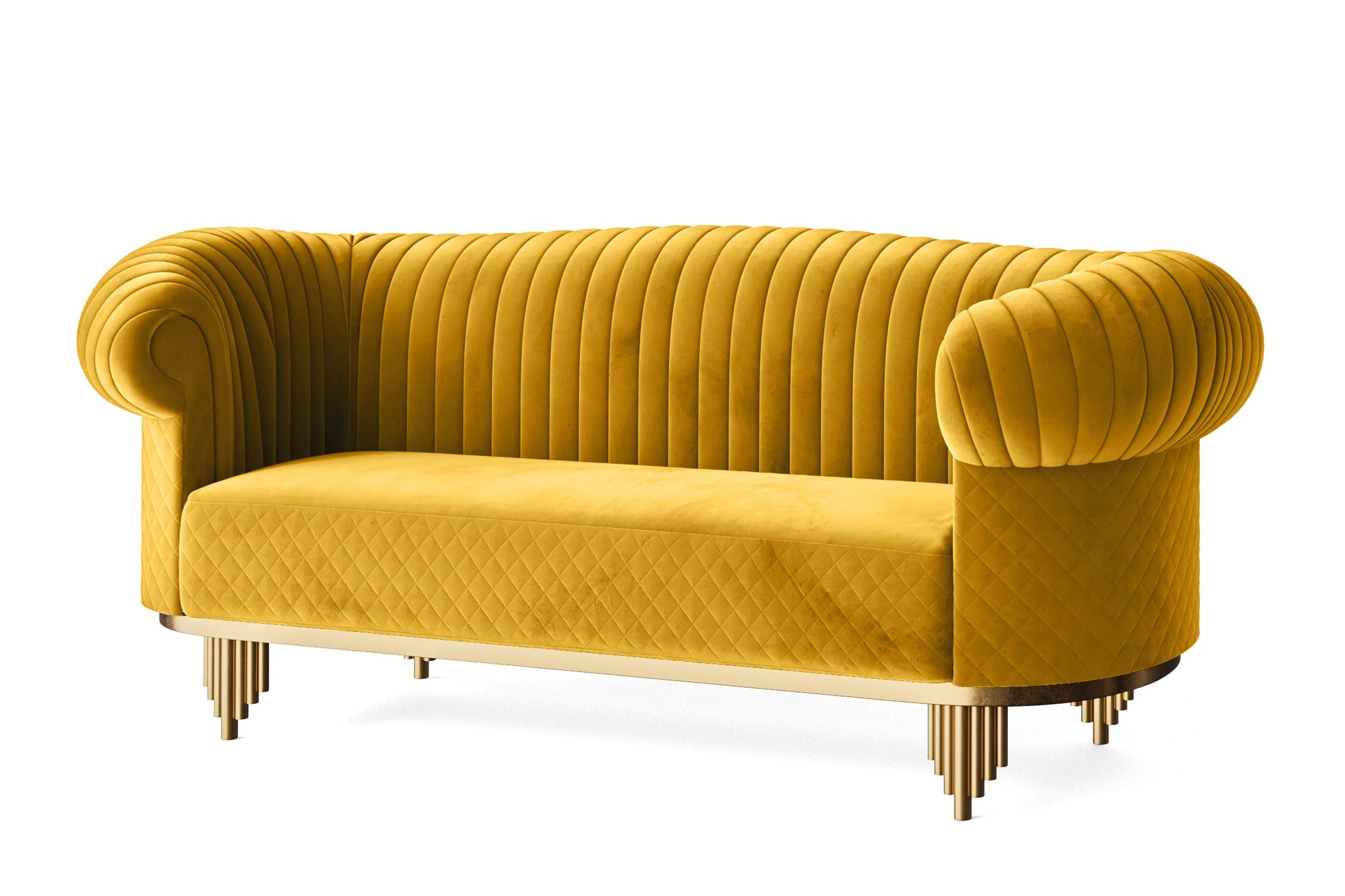 Viterbo 3 Seater Sofa Yellow Velvet