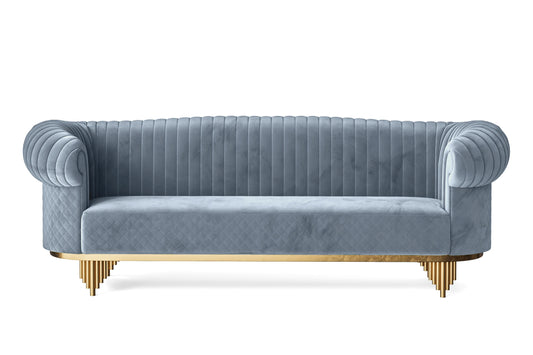 Viterbo 4 Seater Sofa Baby Blue Velvet