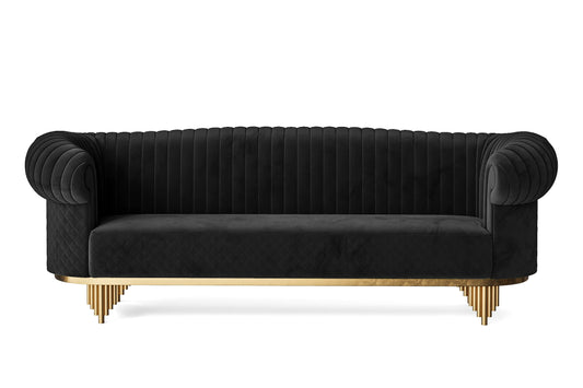 Viterbo 4 Seater Sofa Black Velvet