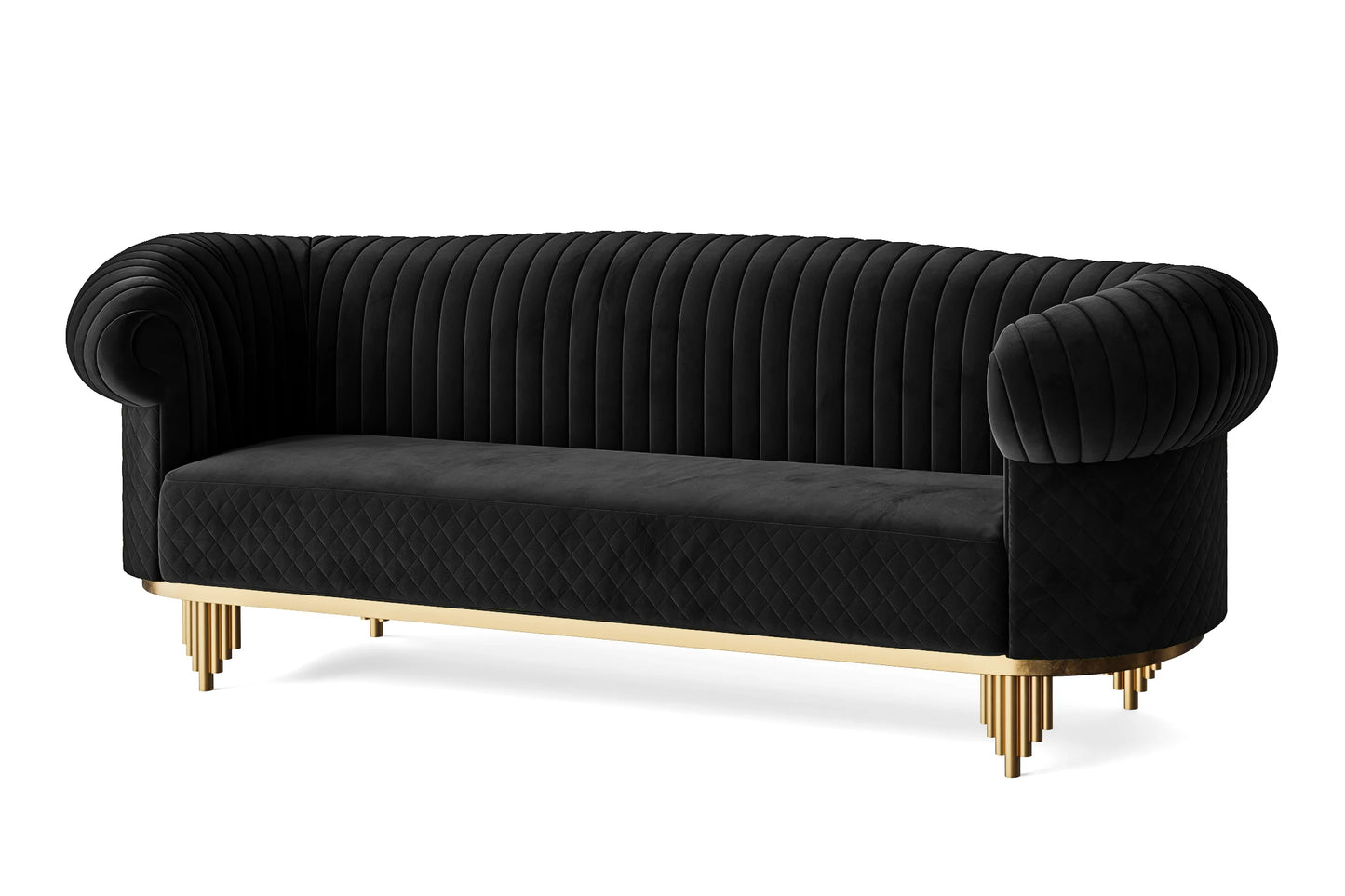 Viterbo 4 Seater Sofa Black Velvet