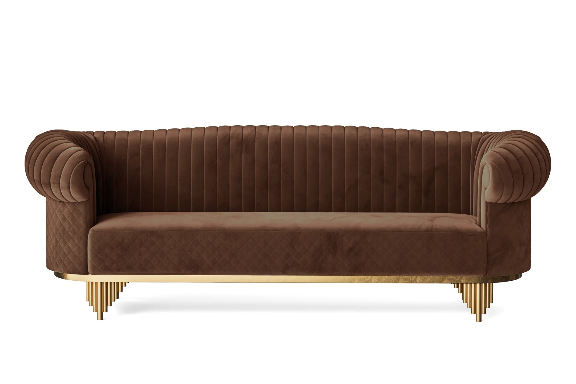 Viterbo 4 Seater Sofa Coffee Brown Velvet