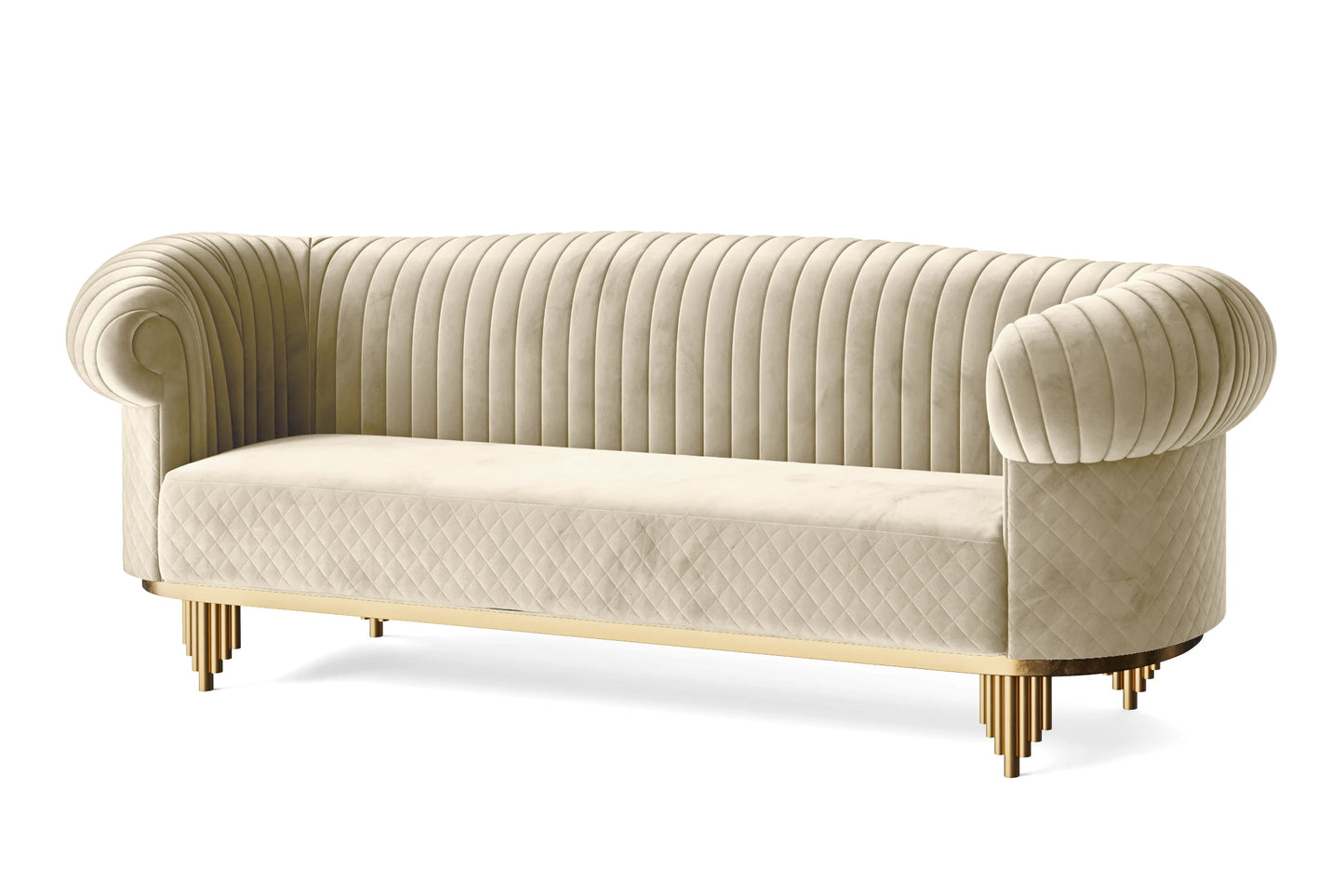 Viterbo 4 Seater Sofa Cream Velvet