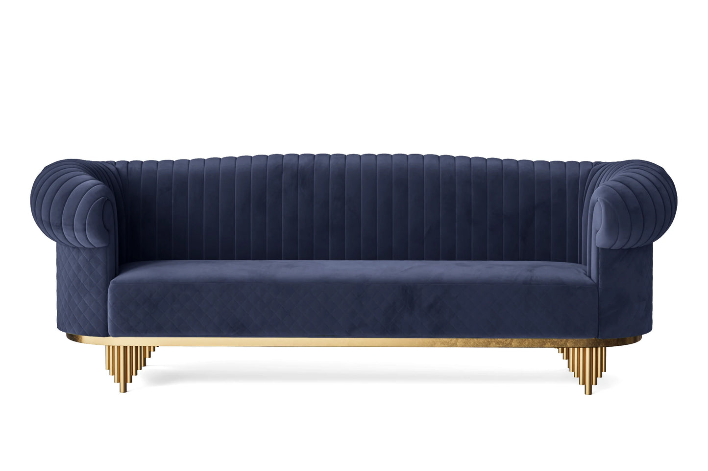 Viterbo 4 Seater Sofa Dark Blue Velvet