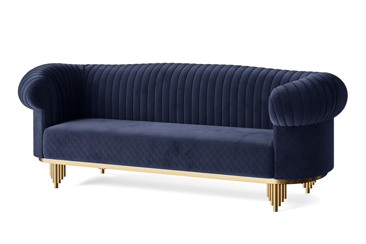 Viterbo 4 Seater Sofa Dark Blue Velvet