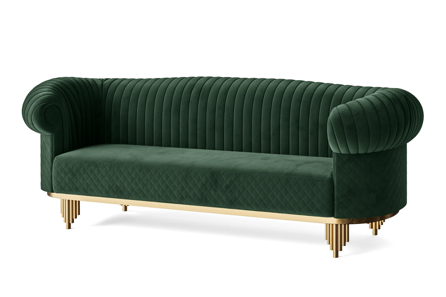 Viterbo 4 Seater Sofa Green Velvet