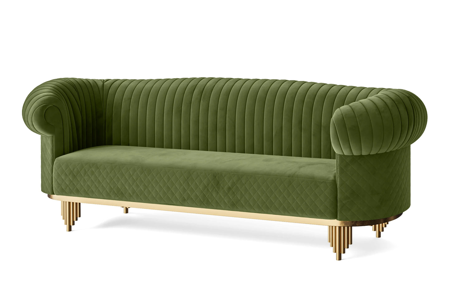 Viterbo 4 Seater Sofa Lime Velvet