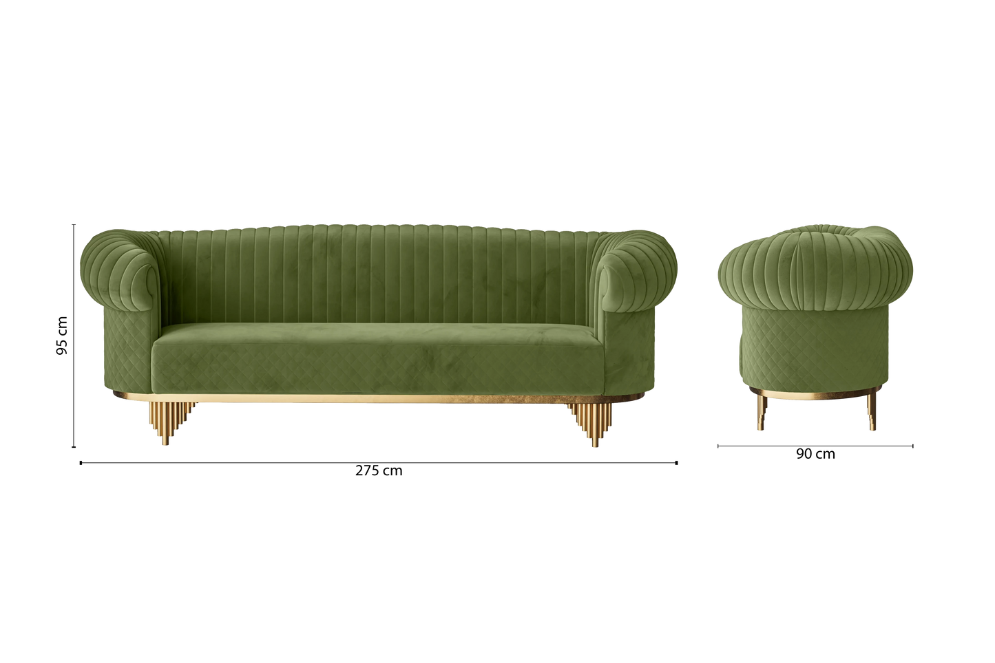 Viterbo 4 Seater Sofa Lime Velvet