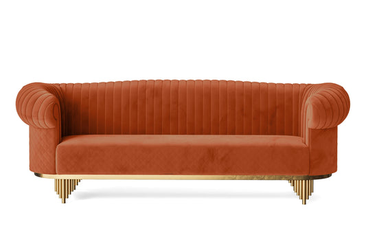 Viterbo 4 Seater Sofa Orange Velvet