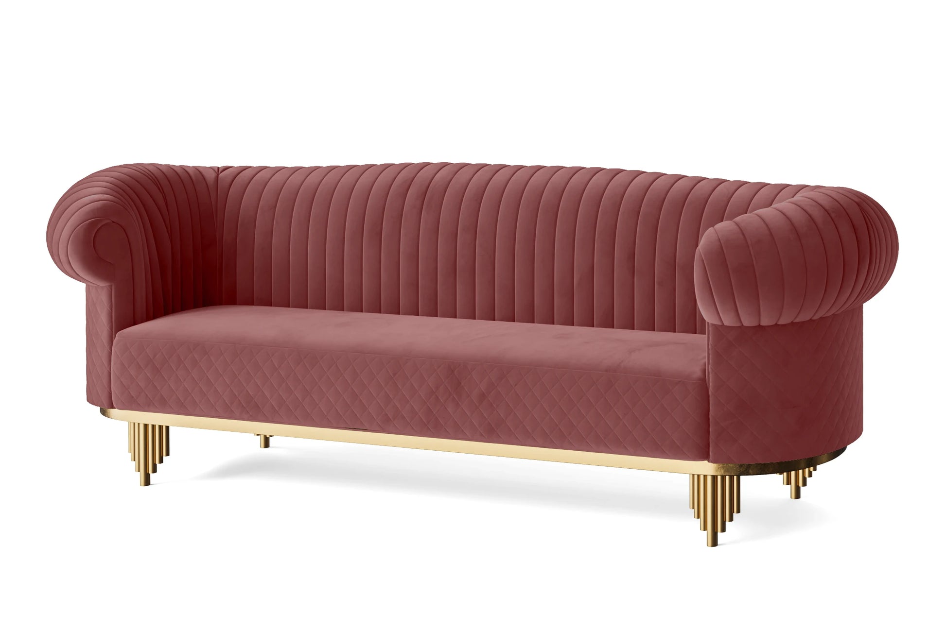 Viterbo 4 Seater Sofa Pink Velvet