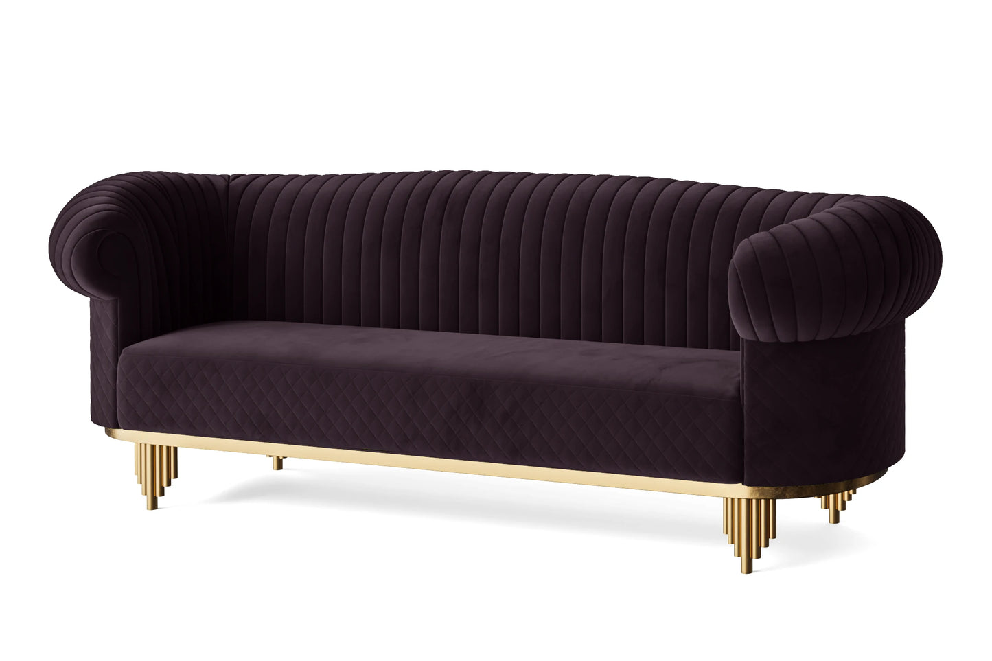 Viterbo 4 Seater Sofa Purple Velvet