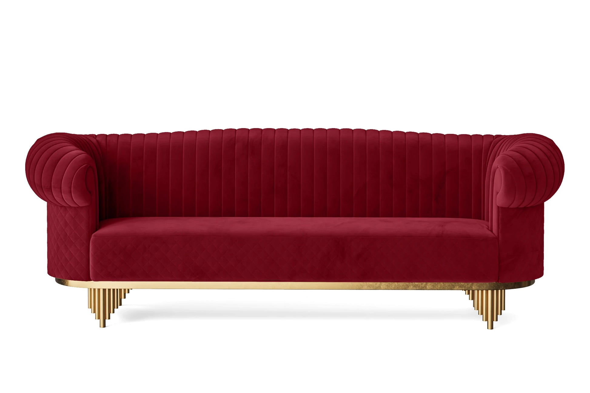 Viterbo 4 Seater Sofa Red Velvet