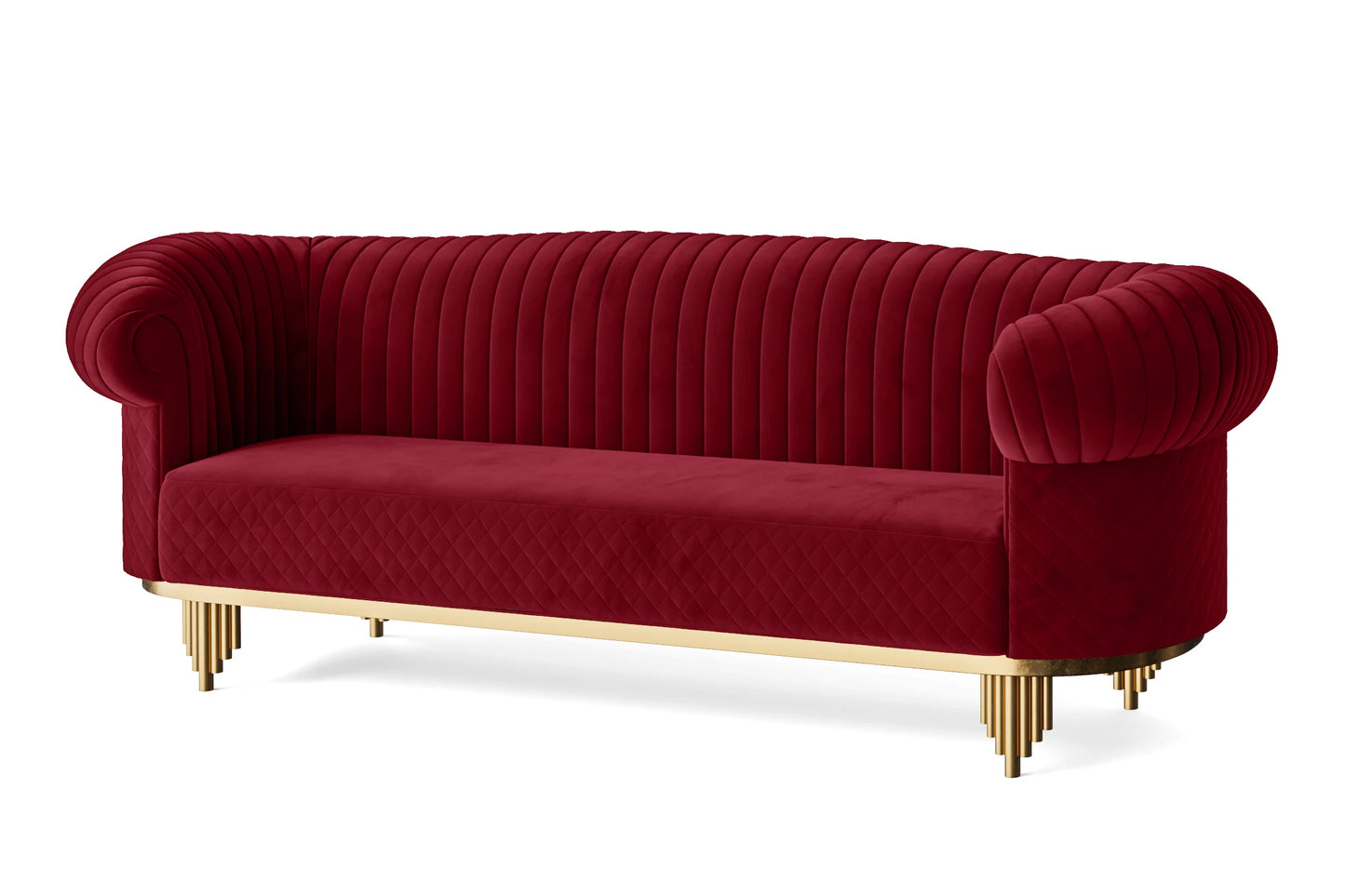 Viterbo 4 Seater Sofa Red Velvet