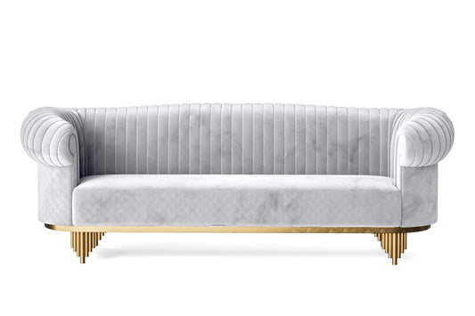 Viterbo 4 Seater Sofa Silver Velvet