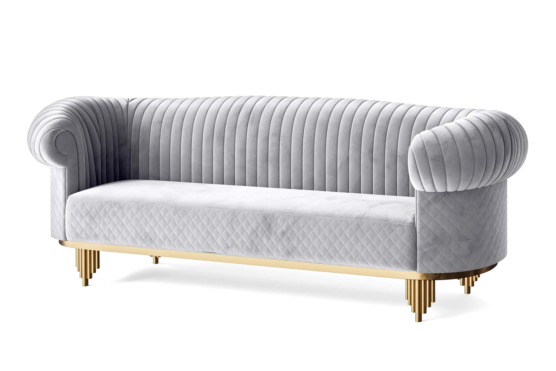 Viterbo 4 Seater Sofa Silver Velvet