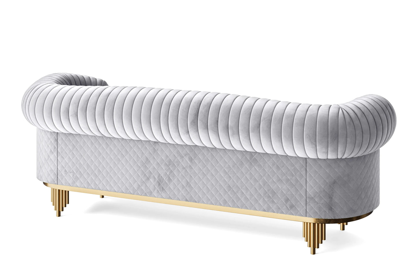 Viterbo 4 Seater Sofa Silver Velvet