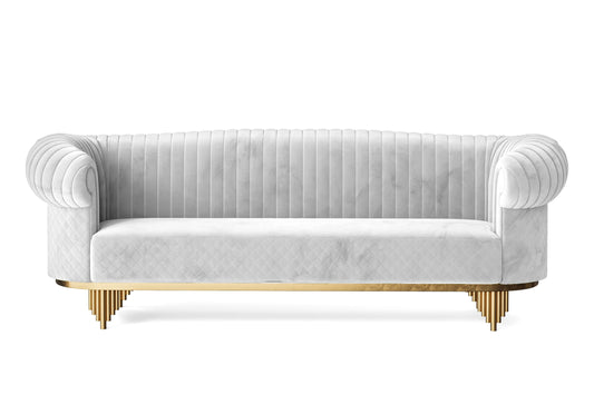 Viterbo 4 Seater Sofa White Velvet