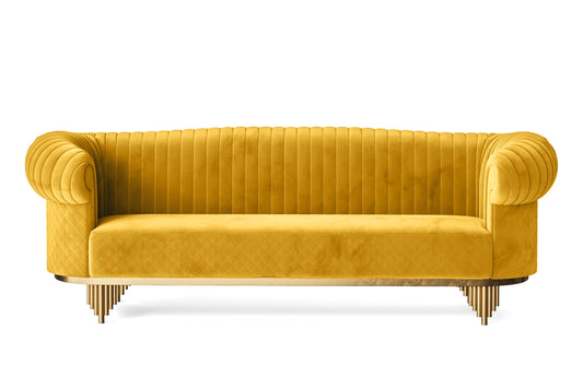 Viterbo 4 Seater Sofa Yellow Velvet