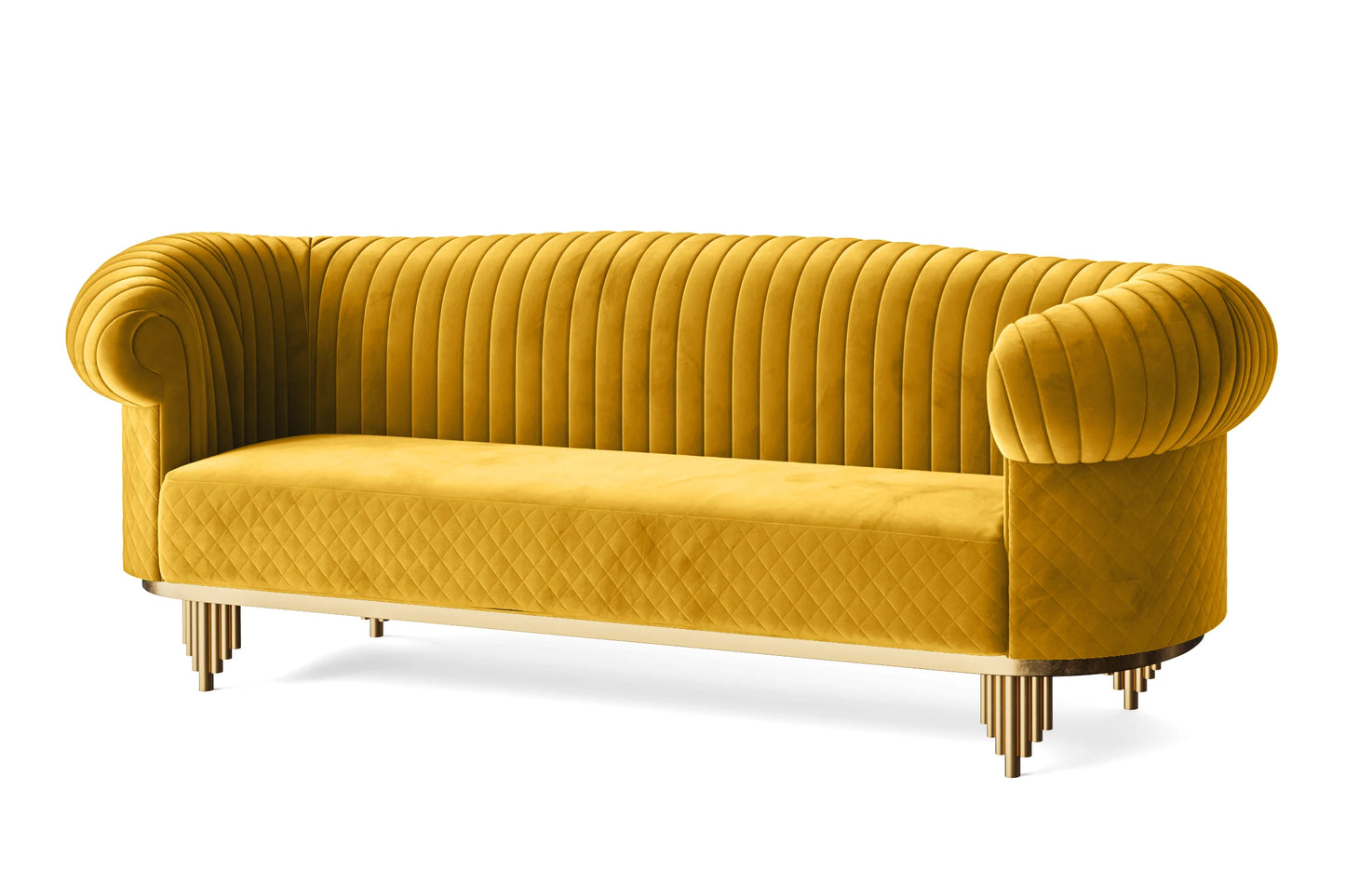 Viterbo 4 Seater Sofa Yellow Velvet