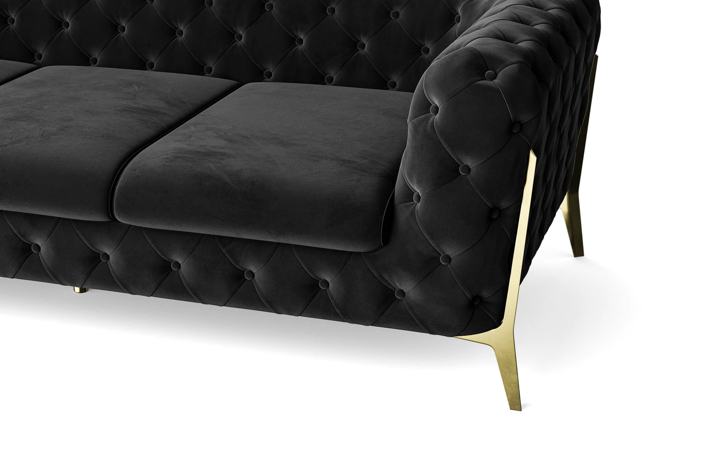 Vito 2 Seater Sofa Black Velvet