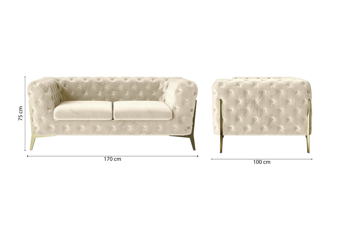 Vito 2 Seater Sofa Cream Velvet