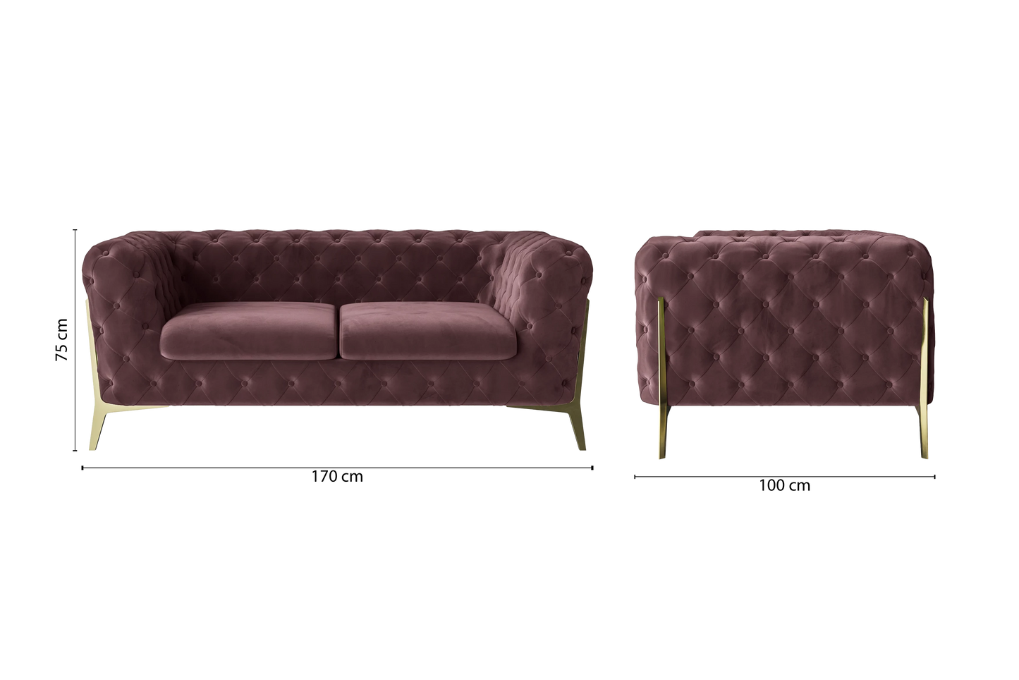 Vito 2 Seater Sofa Grape Velvet