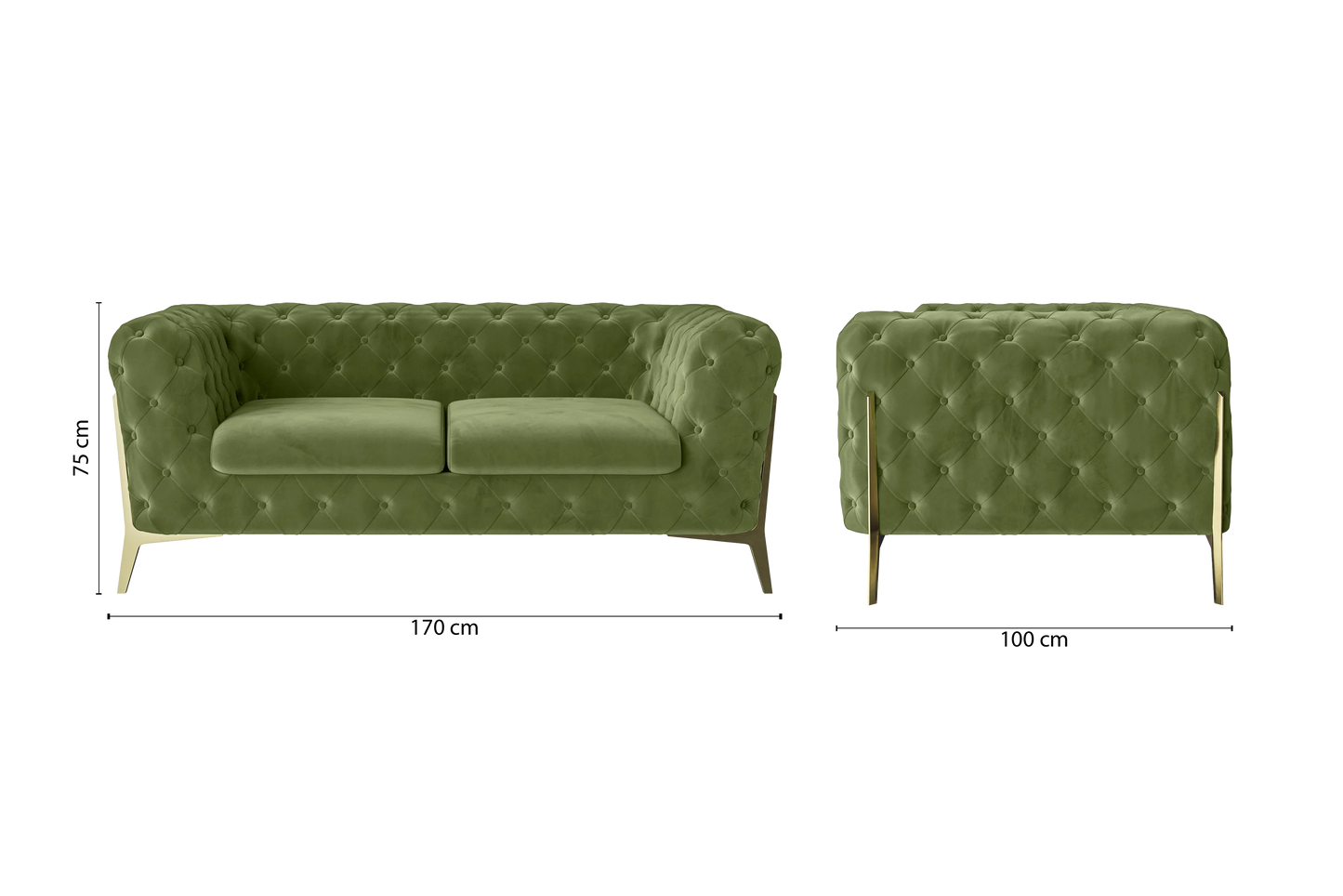 Vito 2 Seater Sofa Lime Velvet