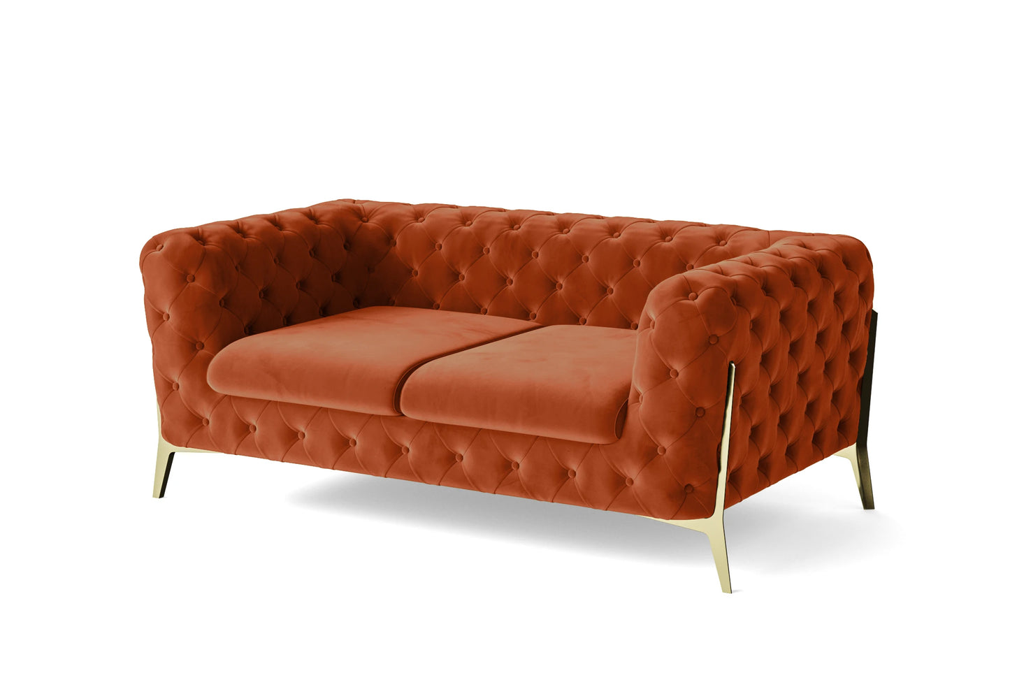 Vito 2 Seater Sofa Orange Velvet