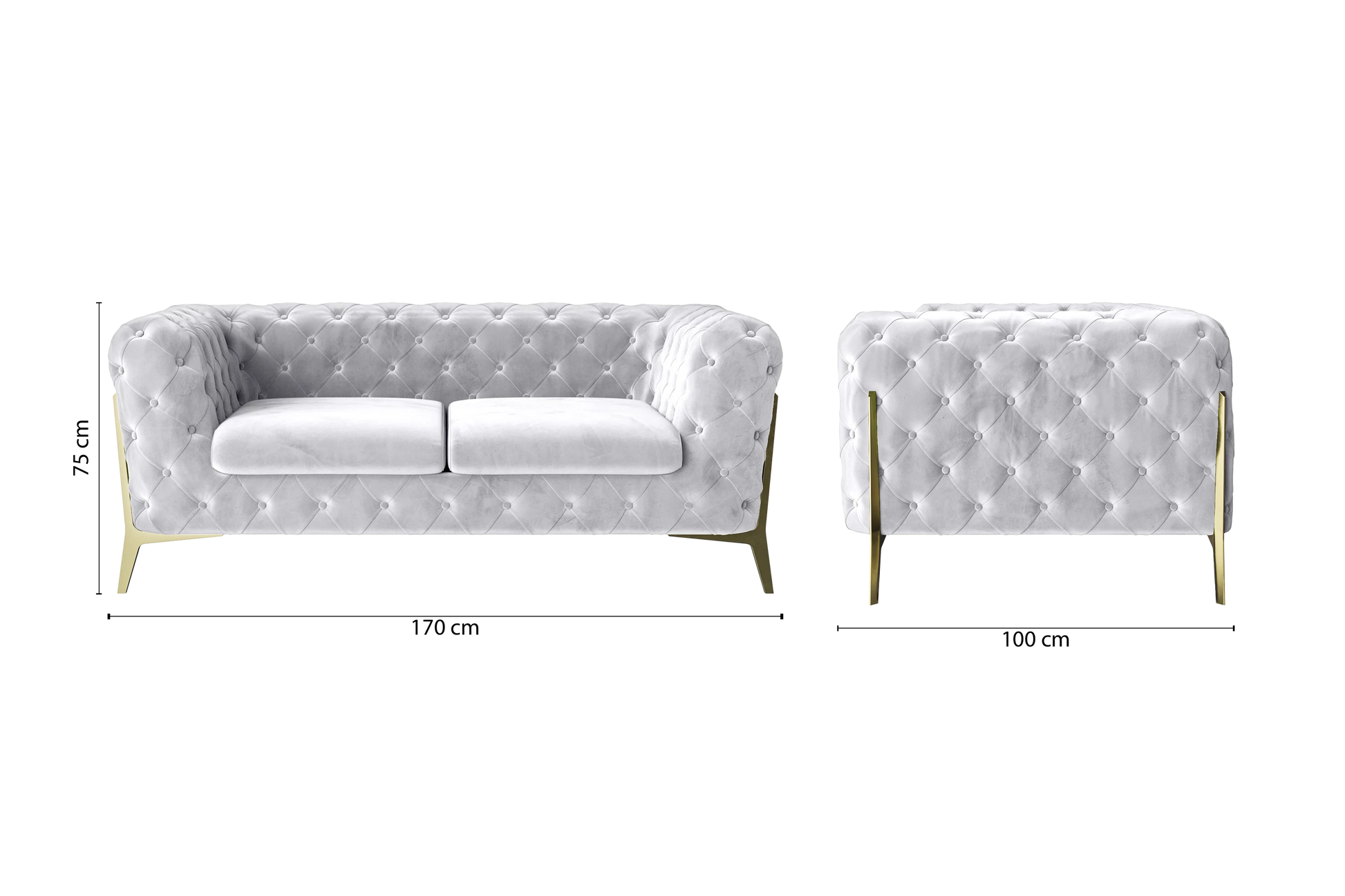 Vito 2 Seater Sofa Silver Velvet