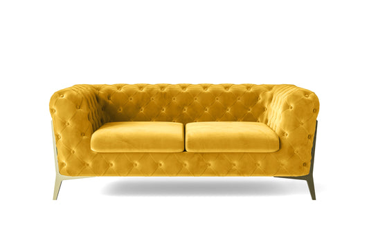 Vito 2 Seater Sofa Yellow Velvet