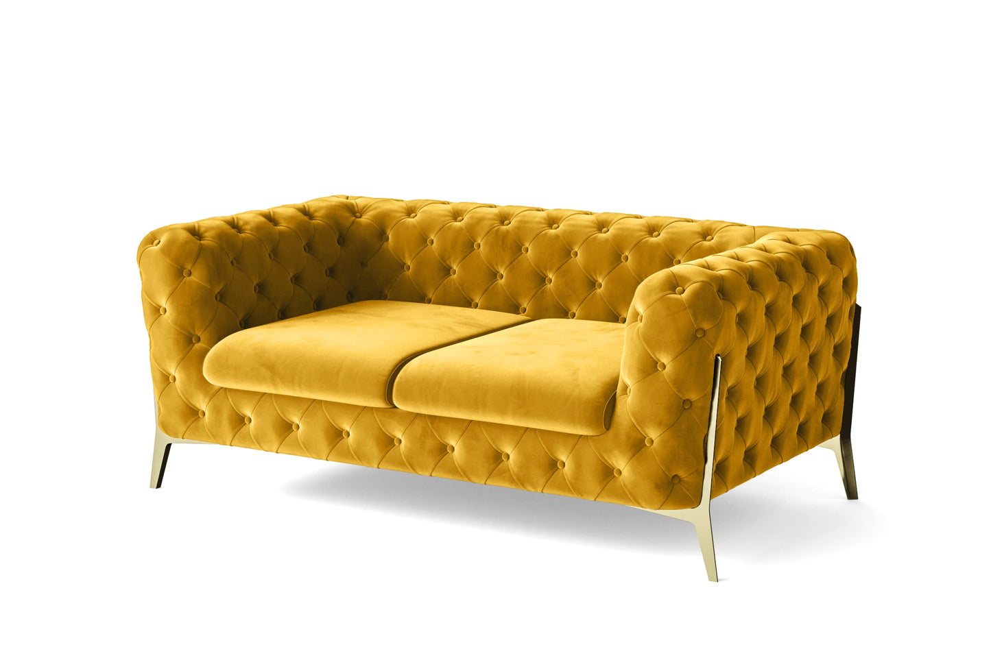 Vito 2 Seater Sofa Yellow Velvet