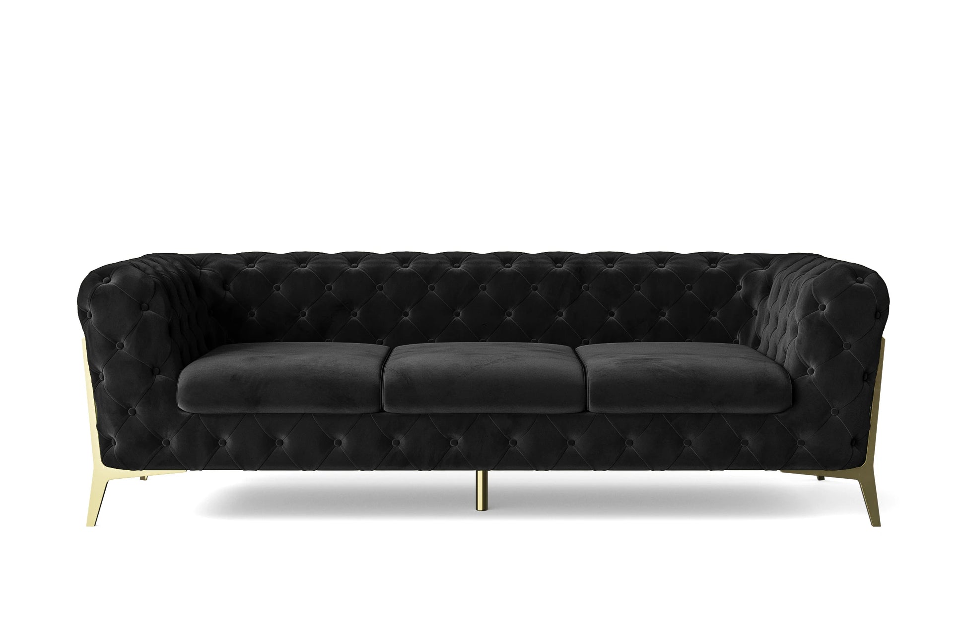 Vito 3 Seater Sofa Black Velvet