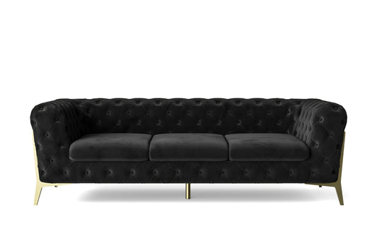 Vito 3 Seater Sofa Black Velvet